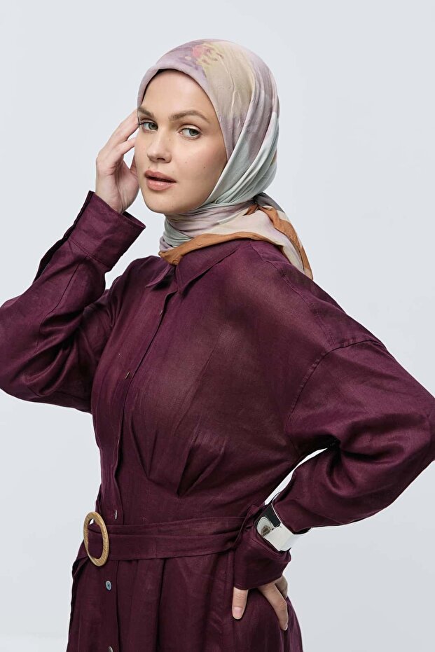 Lavendi Desen Bambu Eşarp - 2