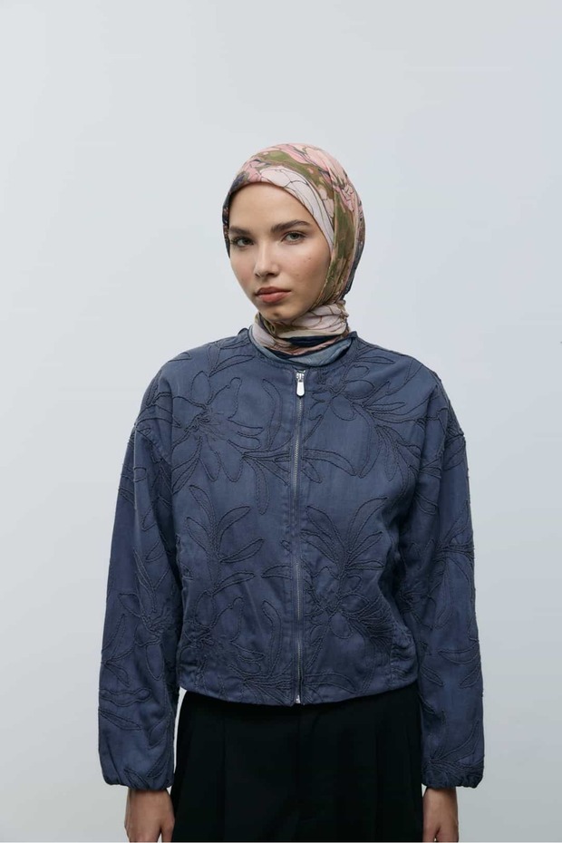 Ebruli Desen Bambu Eşarp - 2