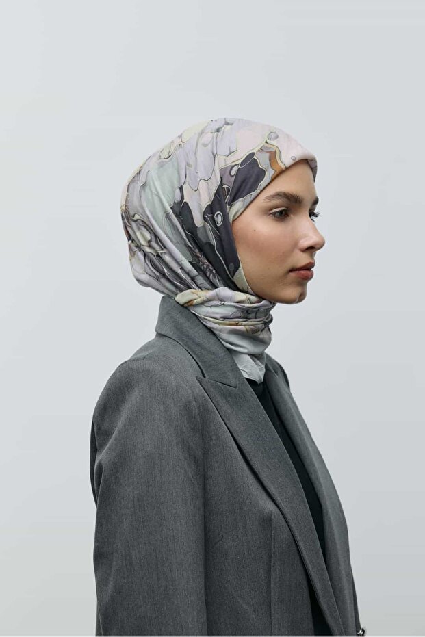 Ebruli Desen Bambu Eşarp - 3