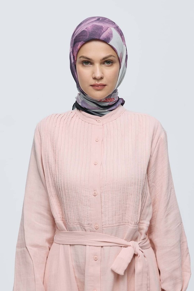 Rosa Desen Bambu Eşarp - 1