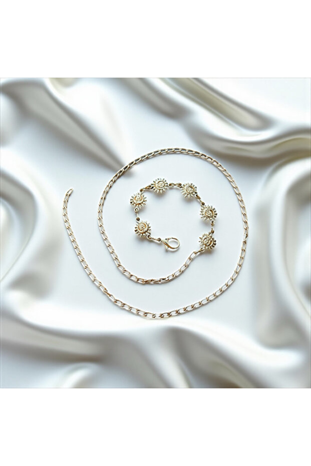 Gold Women's Chain Belt with Sun Accessories