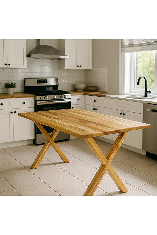 AHŞAP KÜTÜK YEMEK MASASI MUTFAK MASASI ÇALIŞMA MASASI - 2