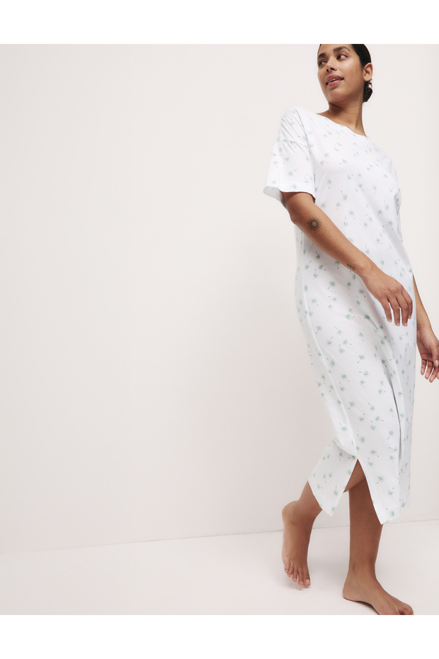 Cool Comfort Baskılı Uzun Gecelik - 1