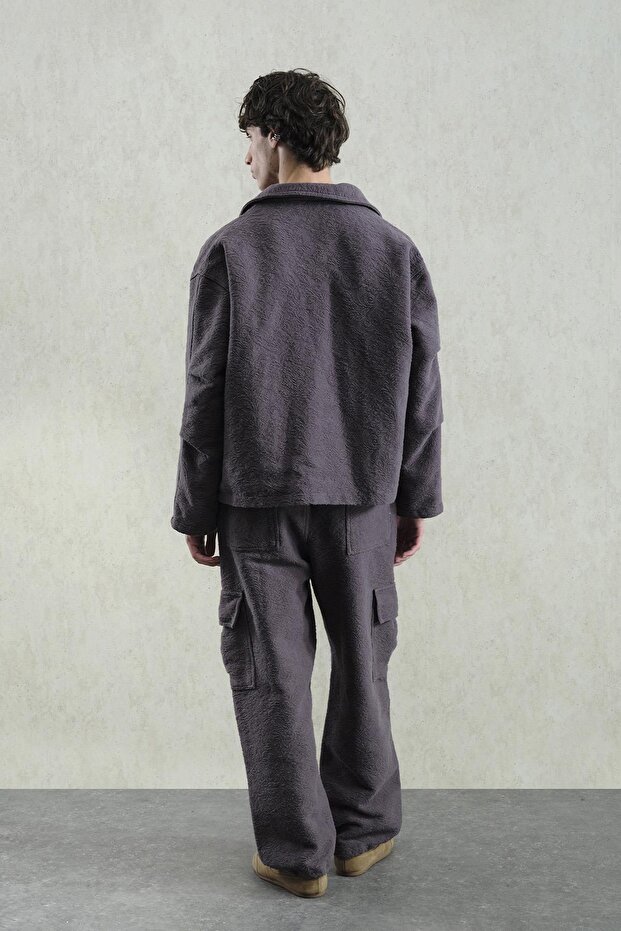 Gray Jacket with Jacquard Pattern - 2