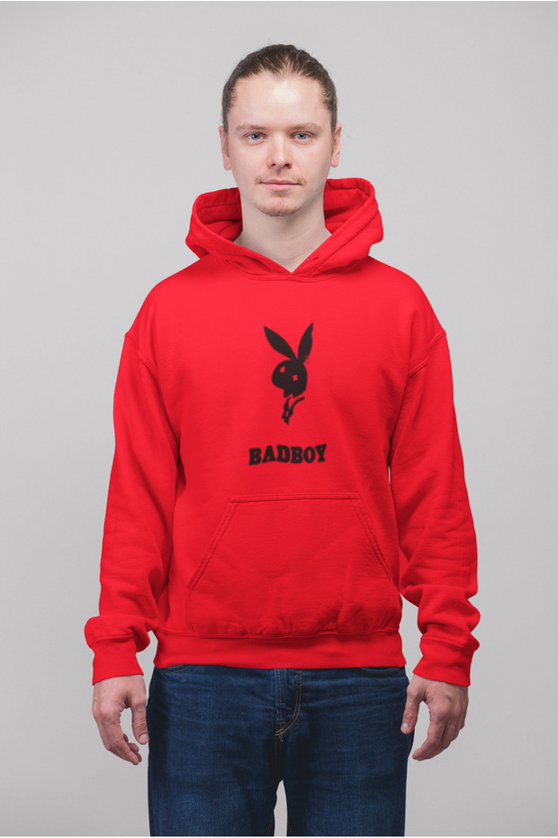 Badboy Rabbit Printed Cotton Long Sleeve Ribbed 3-Ply Hooded Sweatshirt