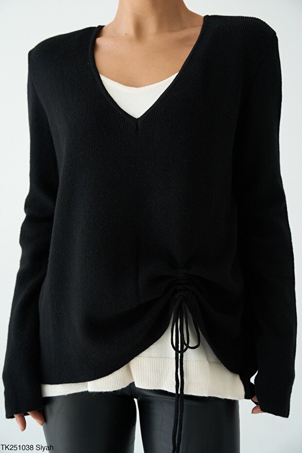 Saphyr Premium Tricot Sweater with Ribbed Detail