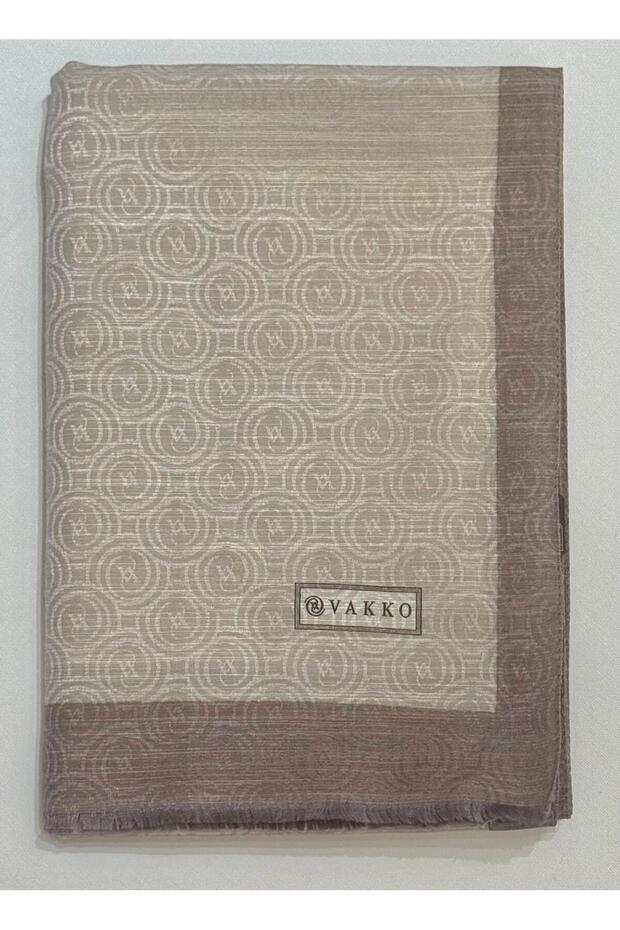 Cotton Silk Striped Monogram Shawl 41728-Mink