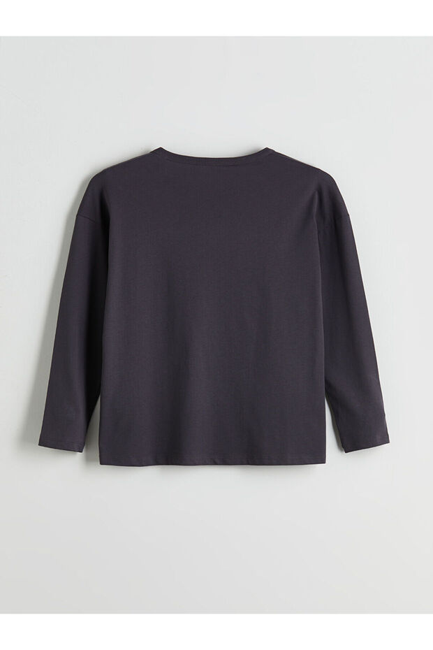 Top de pijama pentru femei cu guler înalt antracit - 8