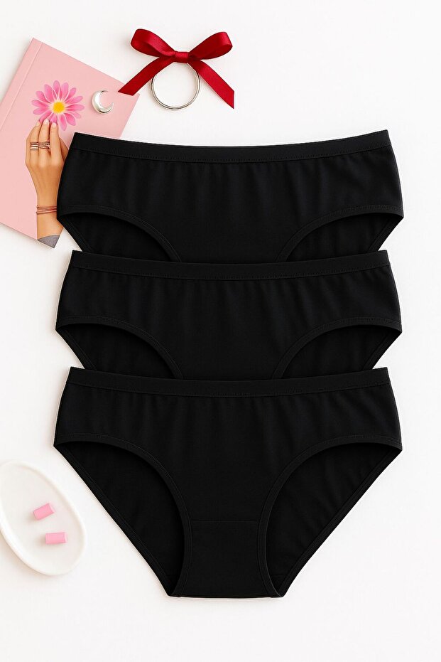 3 Piece Women's Cotton Bato Panties Set - Comfortable & Breathable Fabric