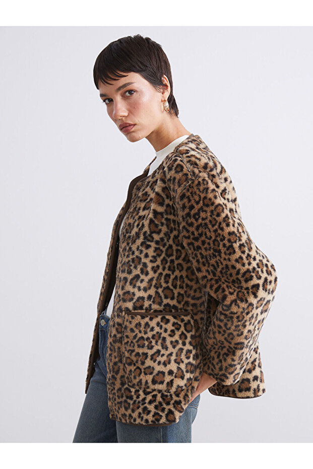 Vision Brown Crew Neck Double-Sided Women's Coat
