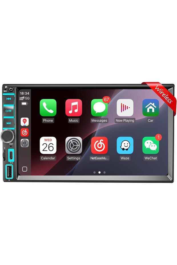 Universal Navigation 7 inch, 2 Din, Touchscreen, Carplay and Android Auto, Dash Camera with Sp - 1