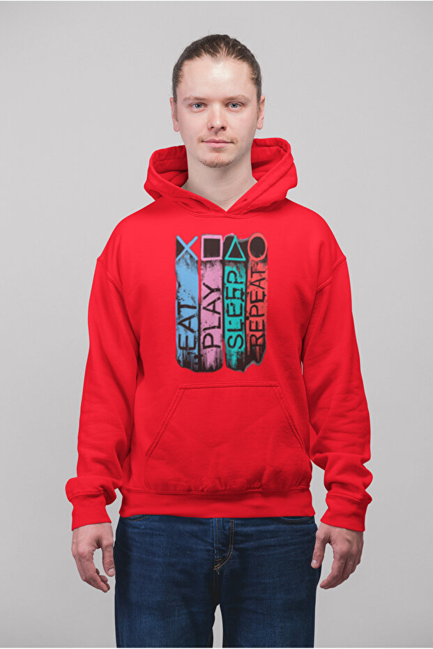 Gamer Printed Cotton Long Sleeve Ribbed 3-Ply Hooded Sweatshirt