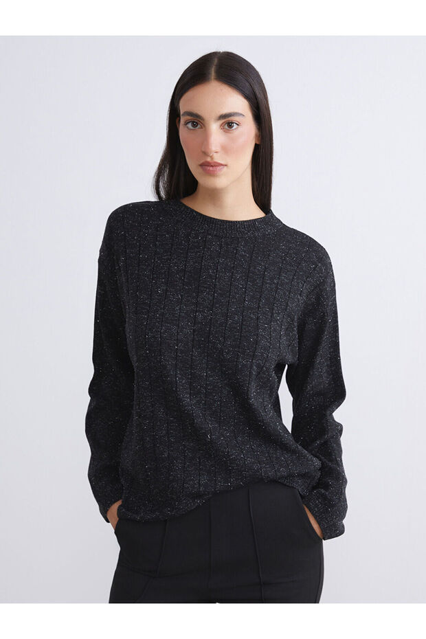 Özmarka New Season Crew Neck Glitter Women's Knitwear Sweater