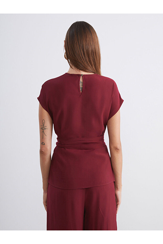 Bisiklet Yaka Kuşaklı Bluz - 4