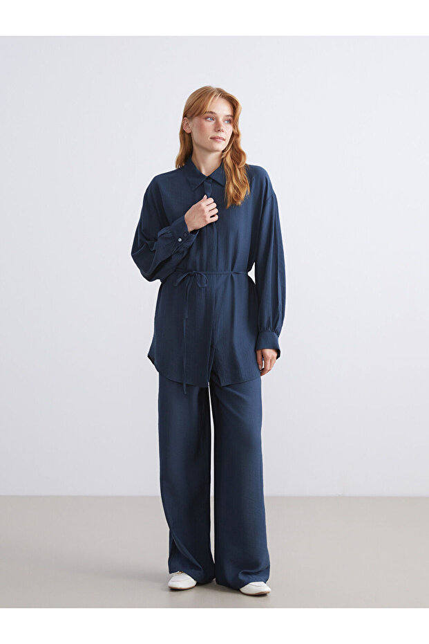 Wide Leg Women's Trousers with Elastic Waist
