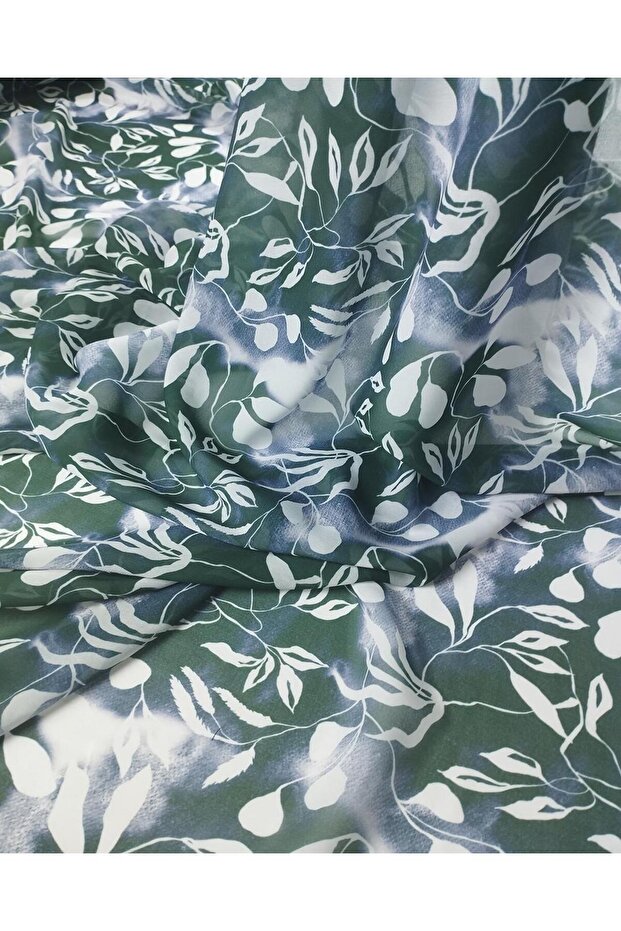 Green Weighted Floral Chiffon Width: 150