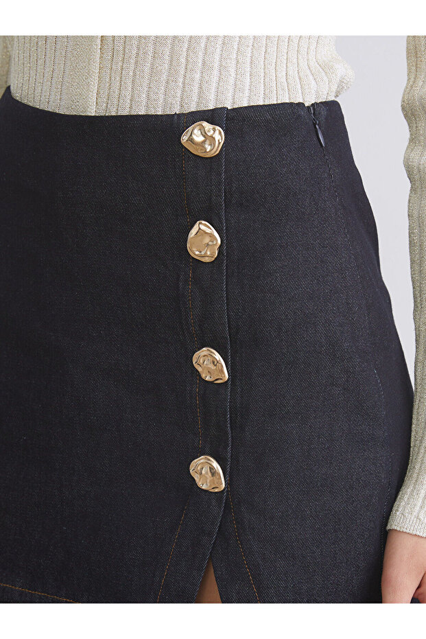 Dar Fit Jean Şort Etek - 3