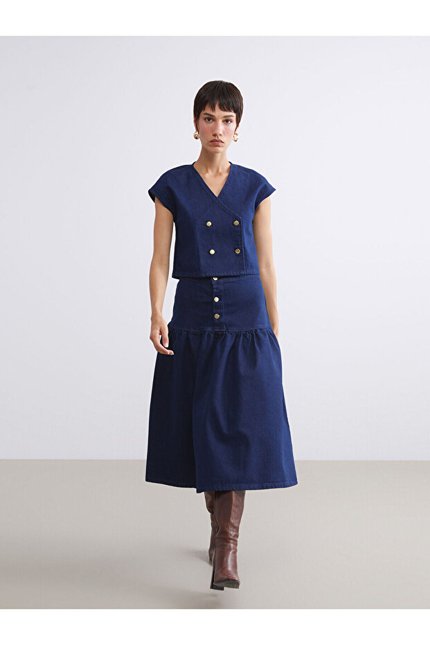 Standart Fit Pileli Jean Etek - 1