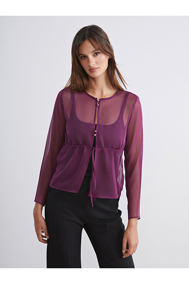 Özmarka New Season Crew Neck Transparent Blouse