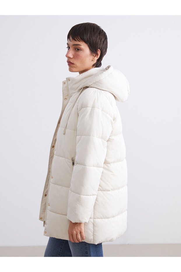 Alita City Lcw Vision Beige Plain Loose & Baggy Women's Puffer Coat