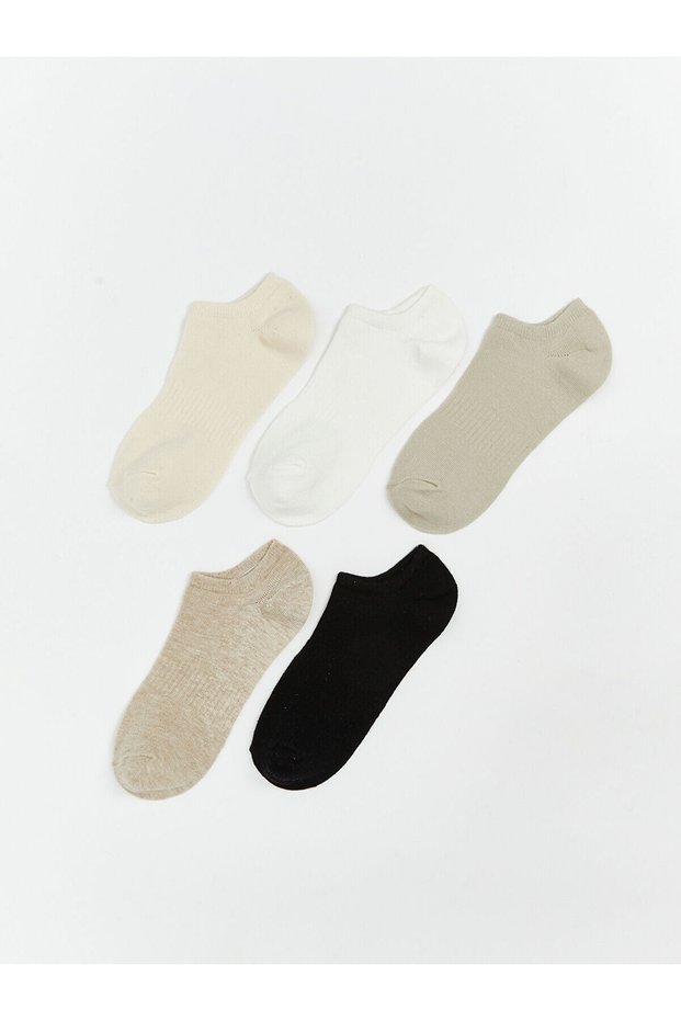 Alita City Farkıyla Lcw Dream Ecru Plain 5-Piece Pack Women's Sneaker Socks