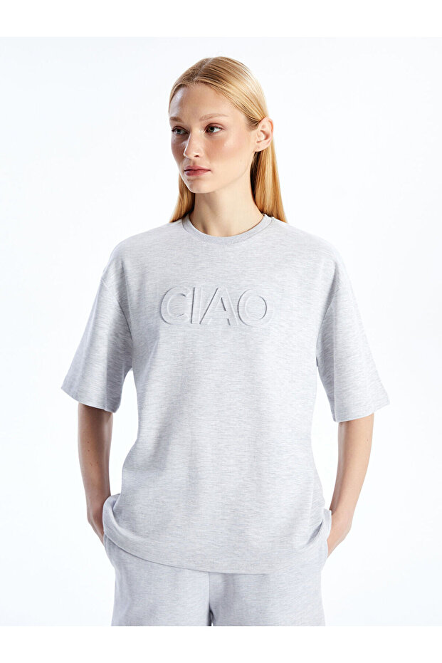 Crew Neck Printed Oversize Women's T-Shirt