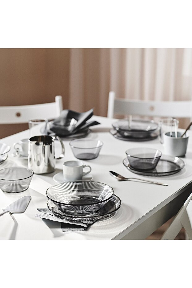 HAVSGÄDDA Bowl, stripe pattern/grey, 12 cm - 4