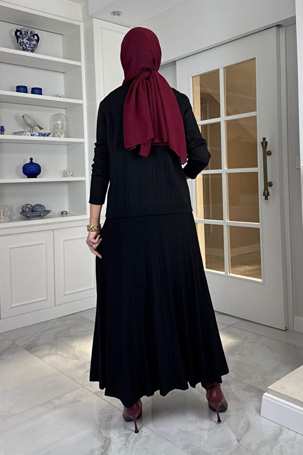 Defne Çelik Örme Triko Takım Siyah - 5