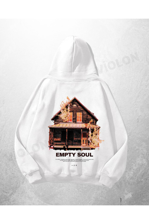 White Unisex Empty Soul Printed Oversize Hoodie Sweatshirt