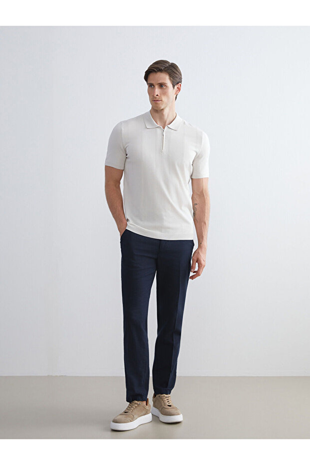 Standard Fit Linen Look Men's Trousers