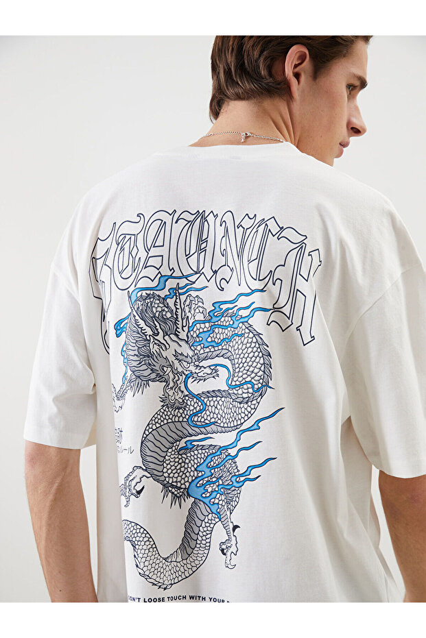 Nevavm Oval Collar Printed Combed Cotton Men's T-Shirt