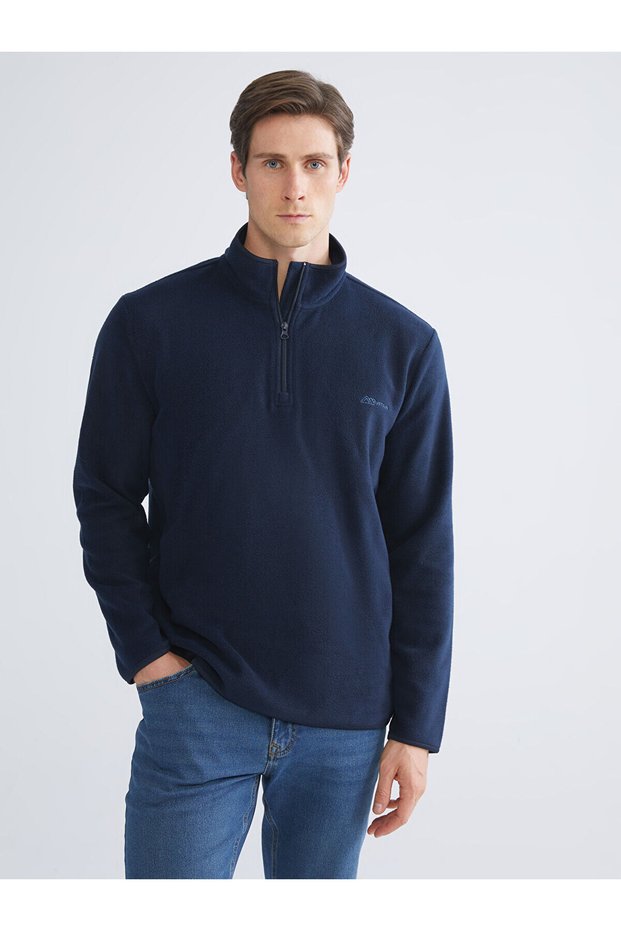 Peak New Season Stand Collar Long Sleeve Fleece Men's Pajama Top