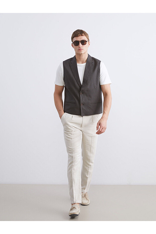Standard Fit Linen Look Men's Trousers