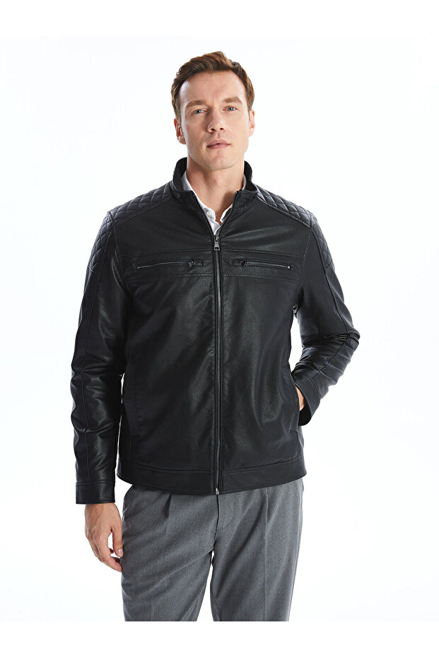 Azestrend New Season Standard Fit Men's Leather-Look Jacket