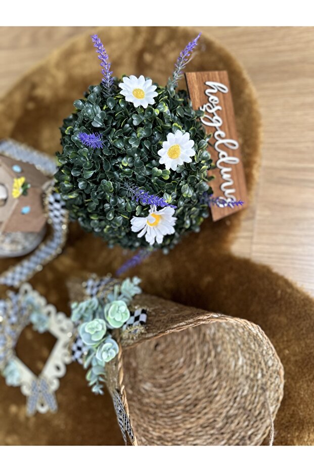 Kapı Önü Top Şimşir Ağacı Kapı Sepeti Prizlik 3lü Set - 4