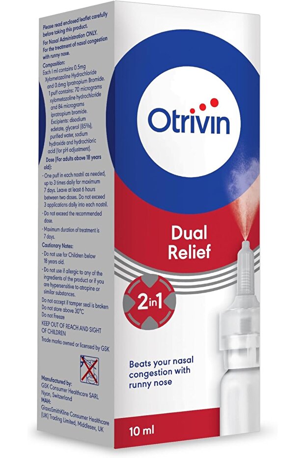 Dual Relief Nasal Spray for Congestion with Runny Nose 10 ml