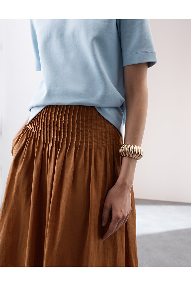 Pile Detaylı Maxi Etek - 4