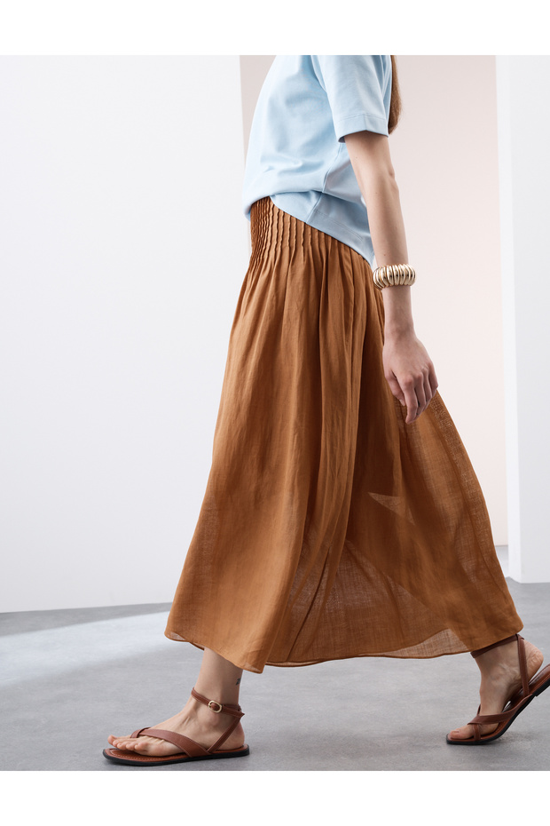 Pile Detaylı Maxi Etek - 2