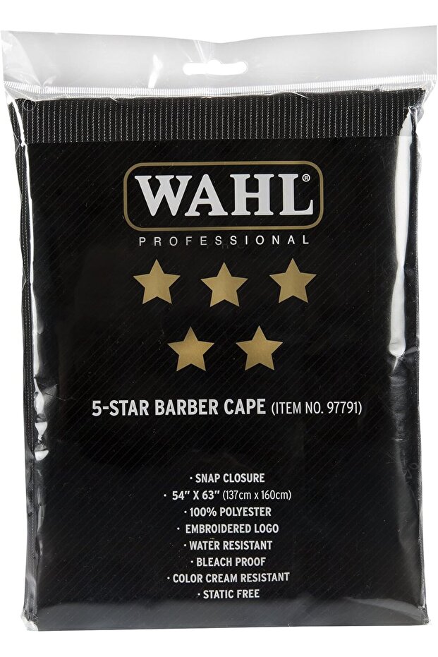 5 Star Series Barber Cape, Water & Bleach Resistant, Polyester, Snap Closure