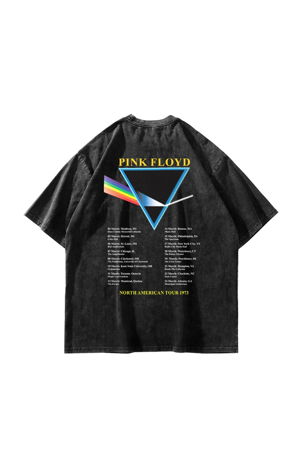 Pink Floyd V2 Printed Oversize Unisex Washable Black Tshirt