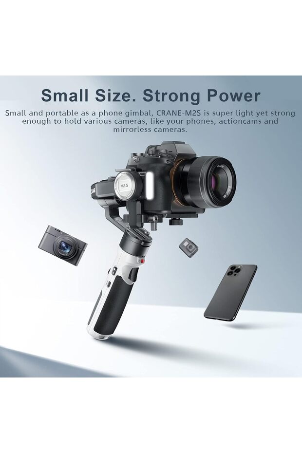 Crane M2S Gimbal Stabilizer for Mirrorless Camera Action Camera and Smartphone, Upgrade with - 2