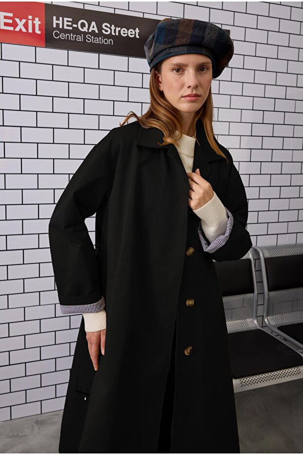 Minimal Trençkot Siyah - 1