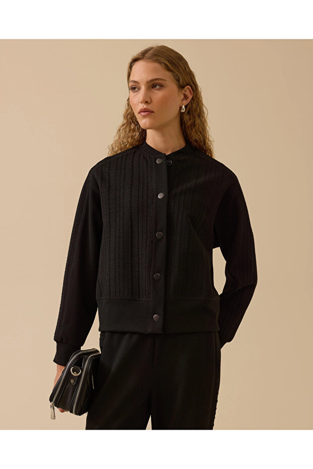 Hakim Yaka Çıtçıt Düğmeli Ceket - 1