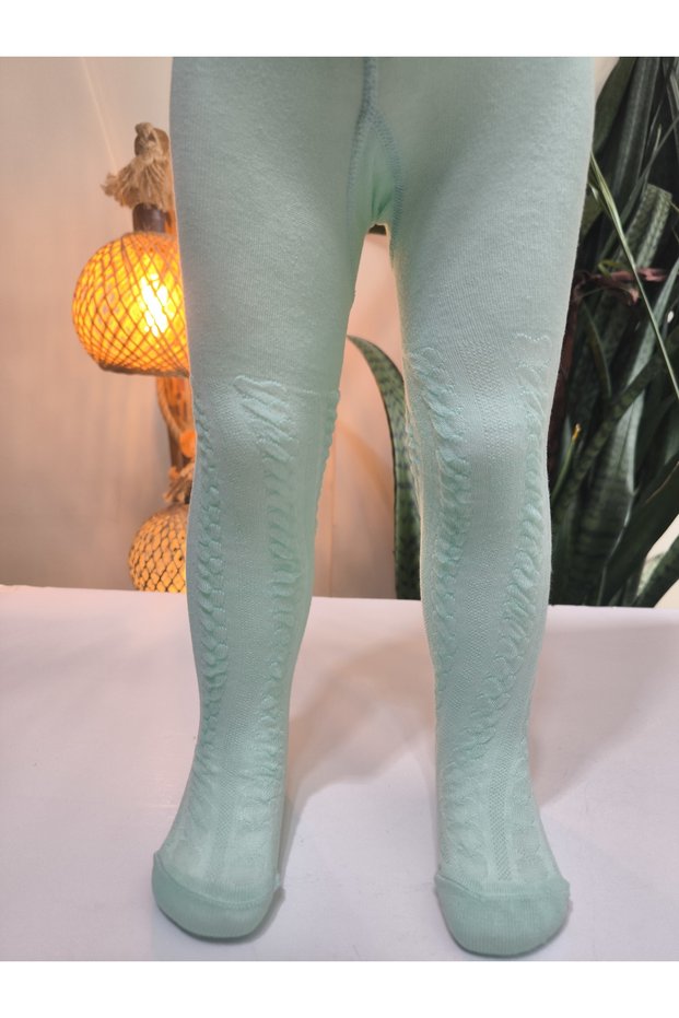 Baby Girl Children's Pantyhose Cotton Anti-Sweat Vibrant Colors Self-Textured Water Green Single Piece