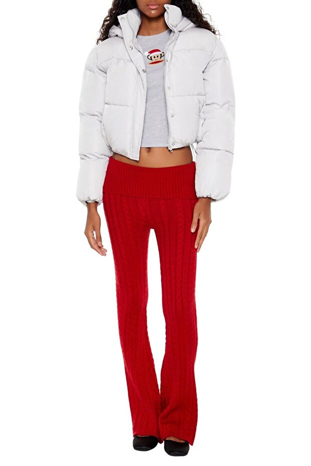 Kapüşonlu Crop Şişme Mont - 2