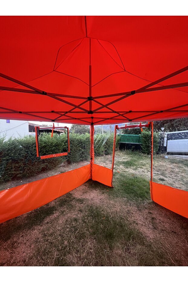 3x3 GAZEBO ÇADIR 4 TARAFI ŞEFFAF İLE KAPALI - 6
