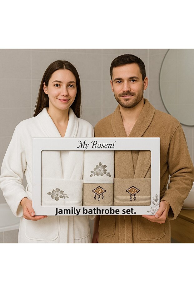 Cotton Embroidered Family Bathrobe Set 100% Cotton