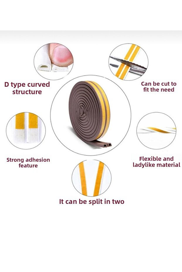 Door and Window Tape Wind Cold Cutting Insulation Sealant Rubber 2.80 X 2 = 5.60 m (2 Pieces of Sealant)