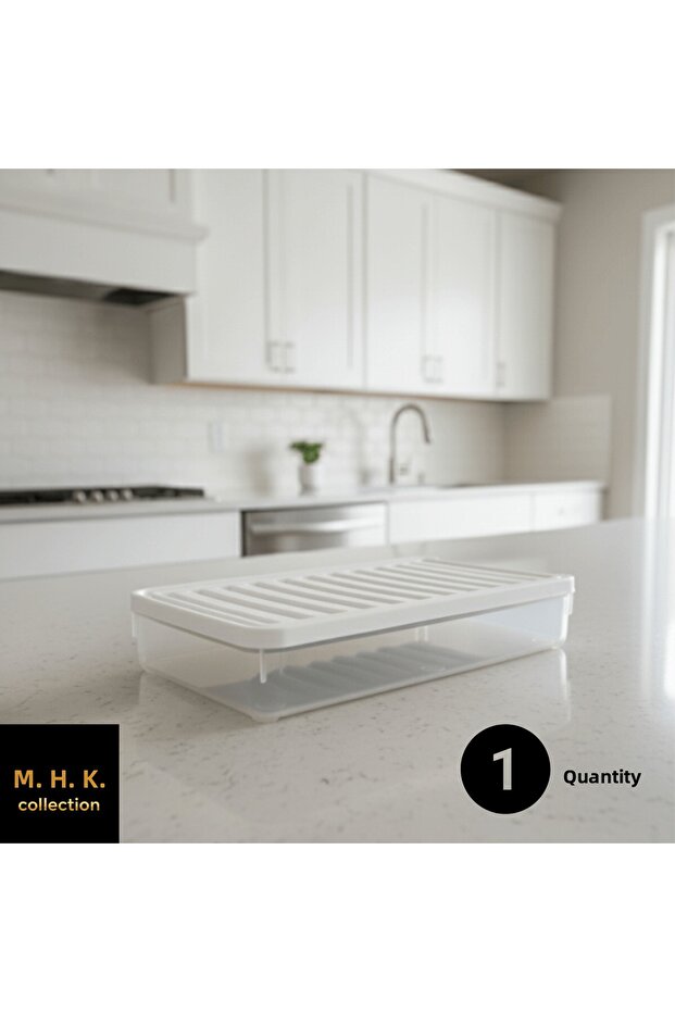 صندوق تخزين مستطيل بغطاء بلاستيكي أبيض - 3