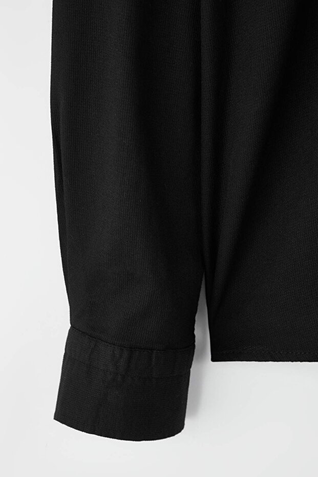 Siyah Regular Fit Dokulu Erkek Gömlek TMNAW26GO00015 - 7